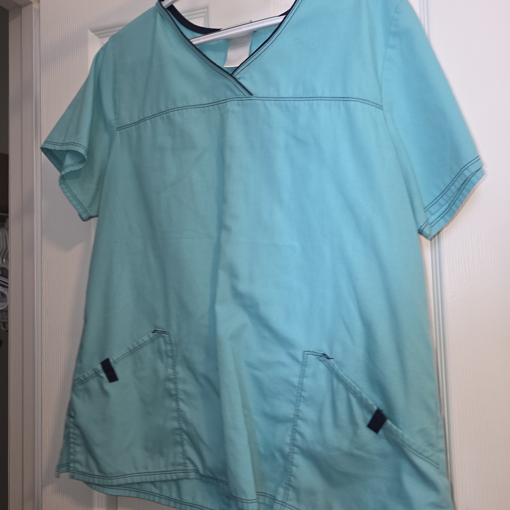 Aqua V-Neck Scrub Top